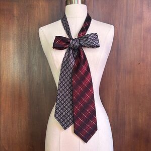 Upcycled Vintage Silk Ties Scarf - Plaid Mix